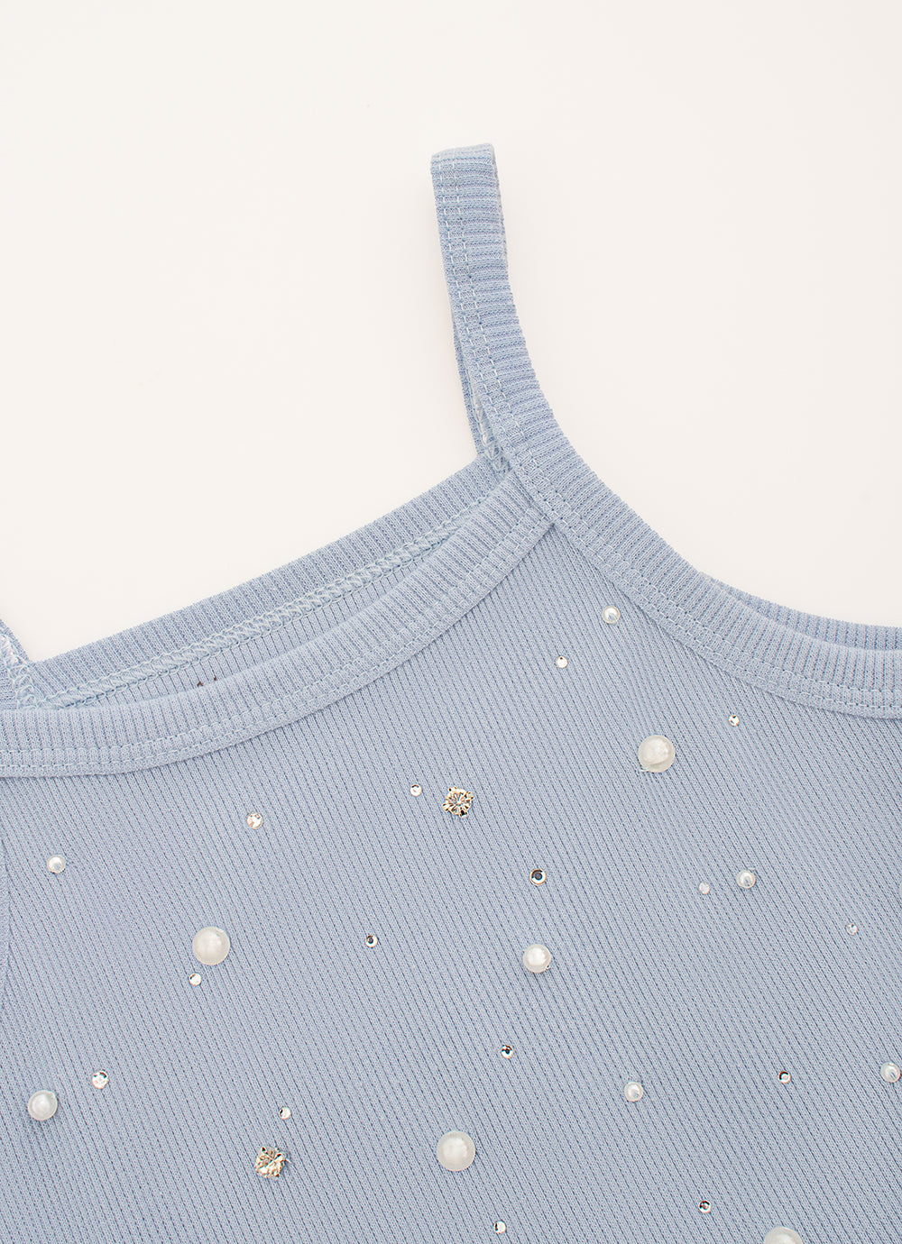 Vestido Alça Ribana Bordados Saia Tule