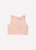Blusa Cropped Cotton Cristais e  Bordado