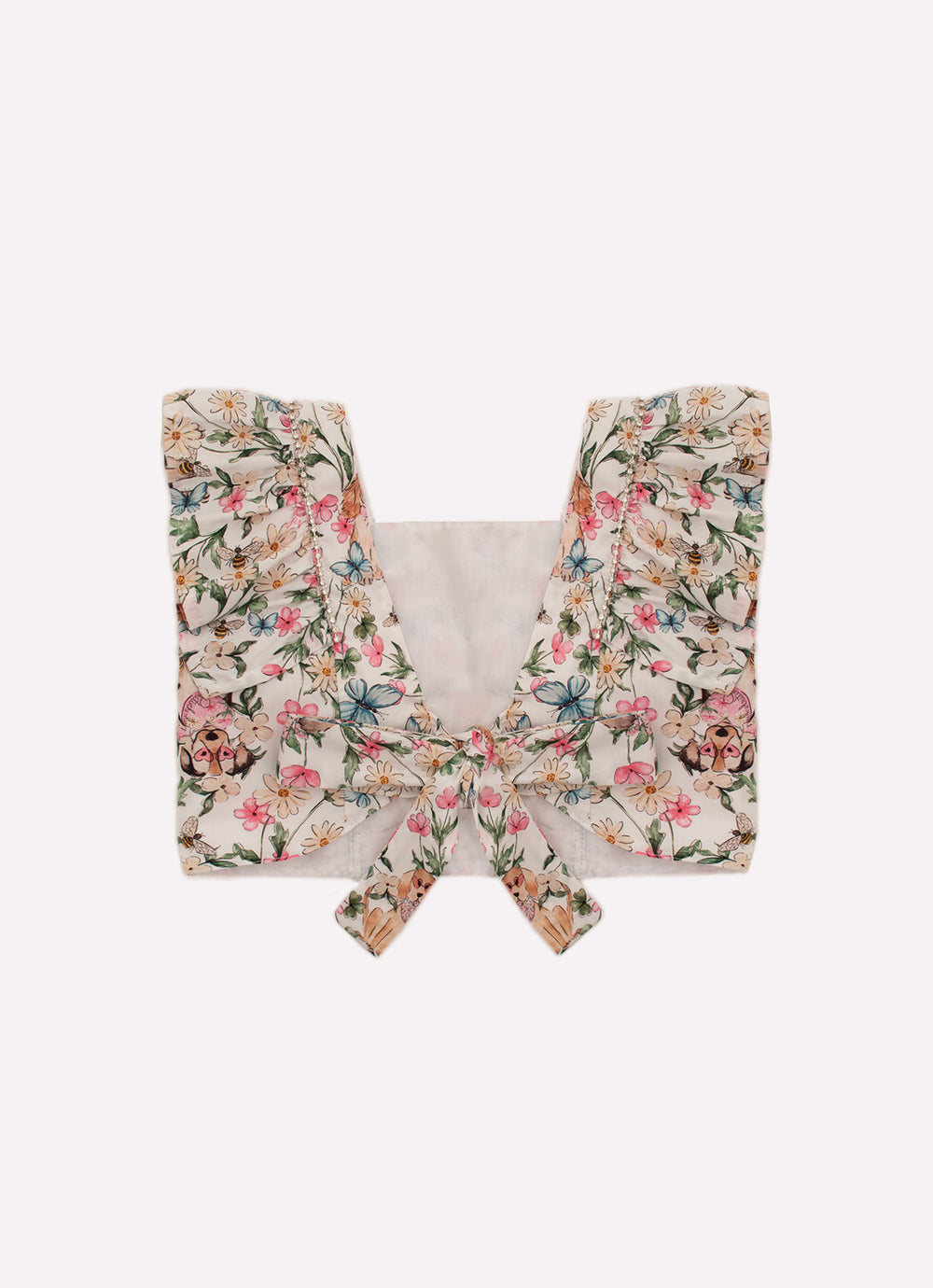 Blusa Cropped Algodão Estampado Cachorros e Flores Cristal