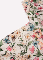 Blusa Cropped Algodão Estampado Cachorros e Flores Cristal