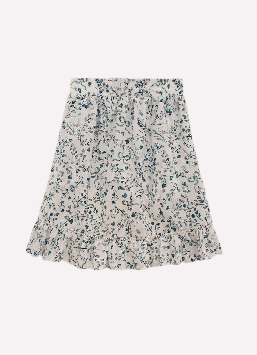 Saia Short Mullet Algodão Flores Azuis Cristal