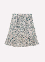 Saia Short Mullet Algodão Flores Azuis Cristal
