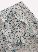 Saia Short Mullet Algodão Flores Azuis Cristal