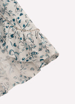 Saia Short Mullet Algodão Flores Azuis Cristal