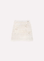 Saia Short Tricot Rendada Guipir Bordado Couture