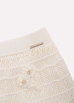 Saia Short Tricot Rendada Guipir Bordado Couture