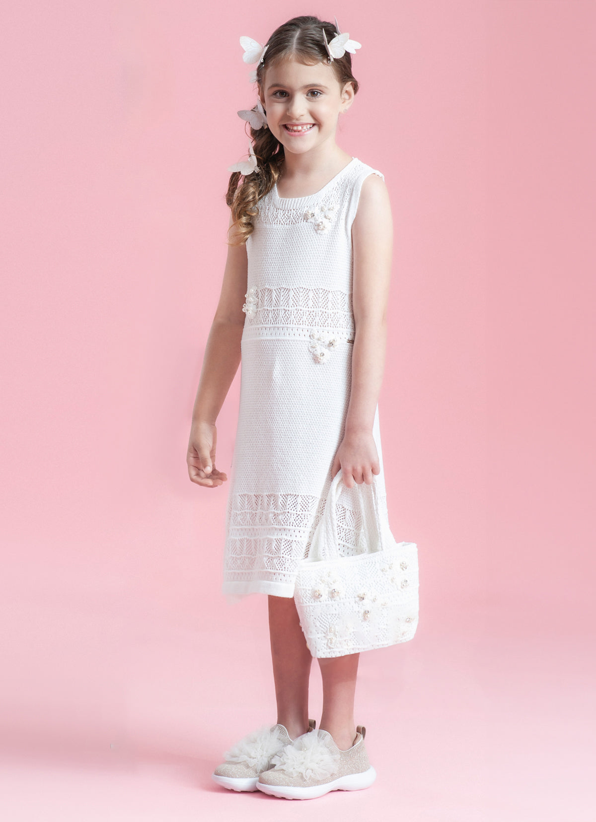 Vestido Tricot Rendado Guipir Bordado Couture