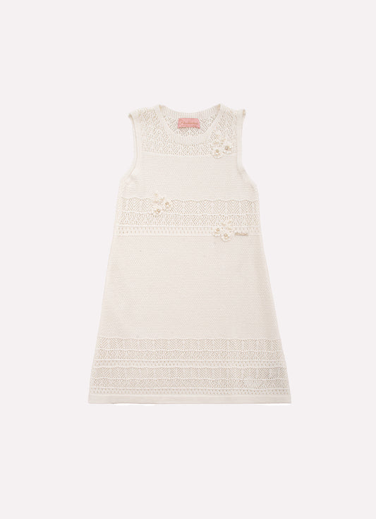 Vestido Tricot Rendado Guipir Bordado Couture