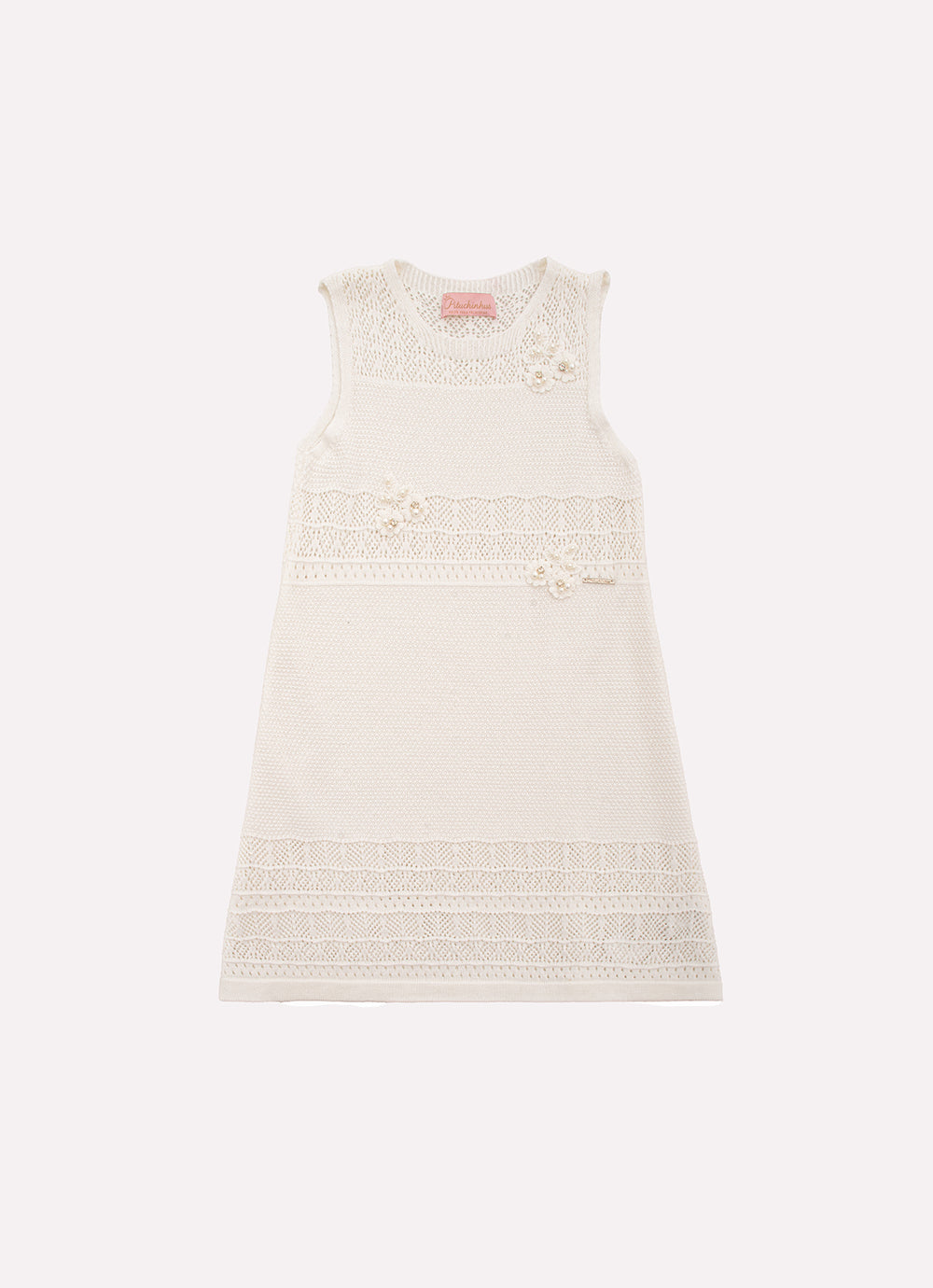 Vestido Tricot Rendado Guipir Bordado Couture