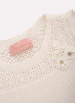 Vestido Tricot Rendado Guipir Bordado Couture