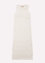 Vestido Longo Tricot Rendado Guipir Bordado Couture