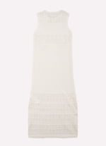 Vestido Longo Tricot Rendado Guipir Bordado Couture