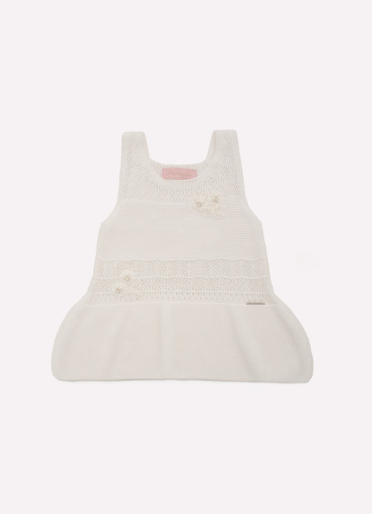 Blusa Tricot Rendada Babado Guipir Bordado Couture