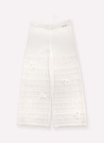 Calça Tricot Rendada Guipir Bordado Couture