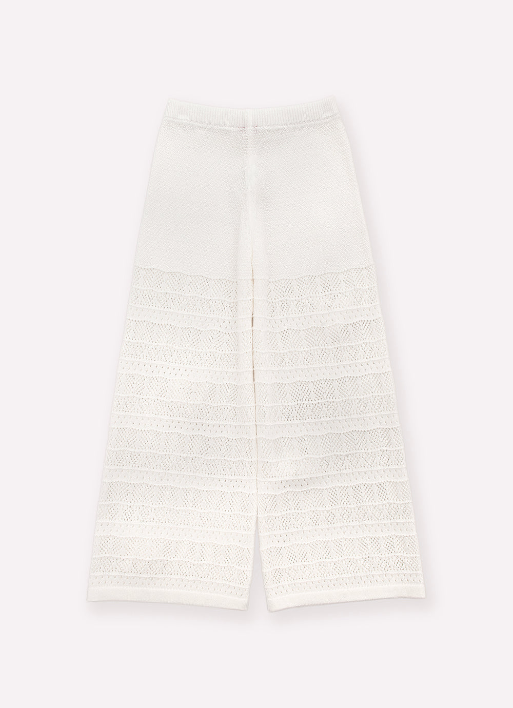 Calça Tricot Rendada Guipir Bordado Couture