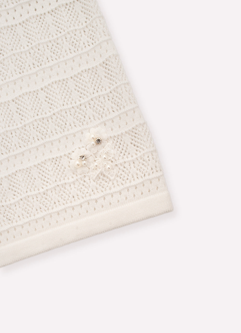 Calça Tricot Rendada Guipir Bordado Couture