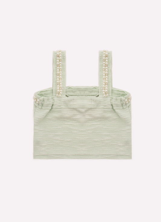 Blusa Cropped Moletom Boucle Bordados