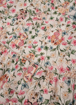 Vestido Longo Algodão Estampado Cachorros e Flores