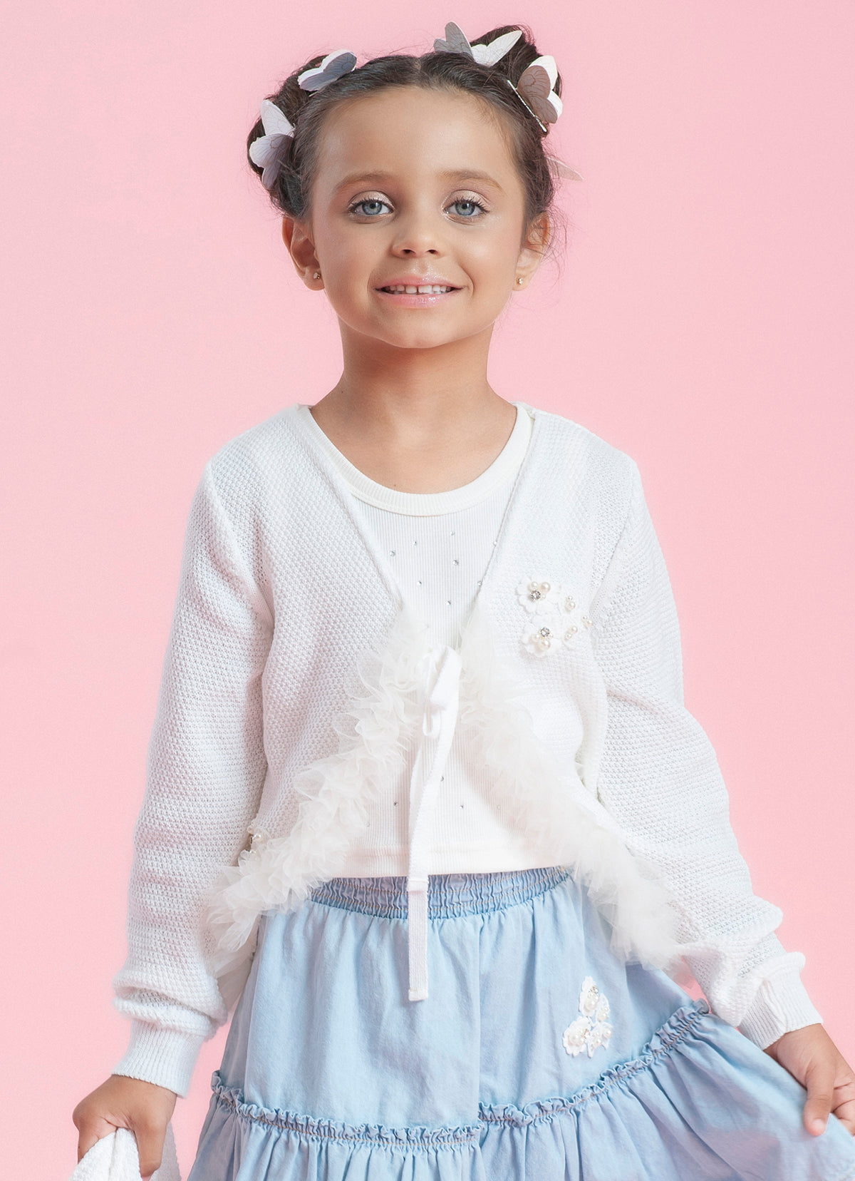 Casaco Tricot Babado Tule Guipir Bordado Couture