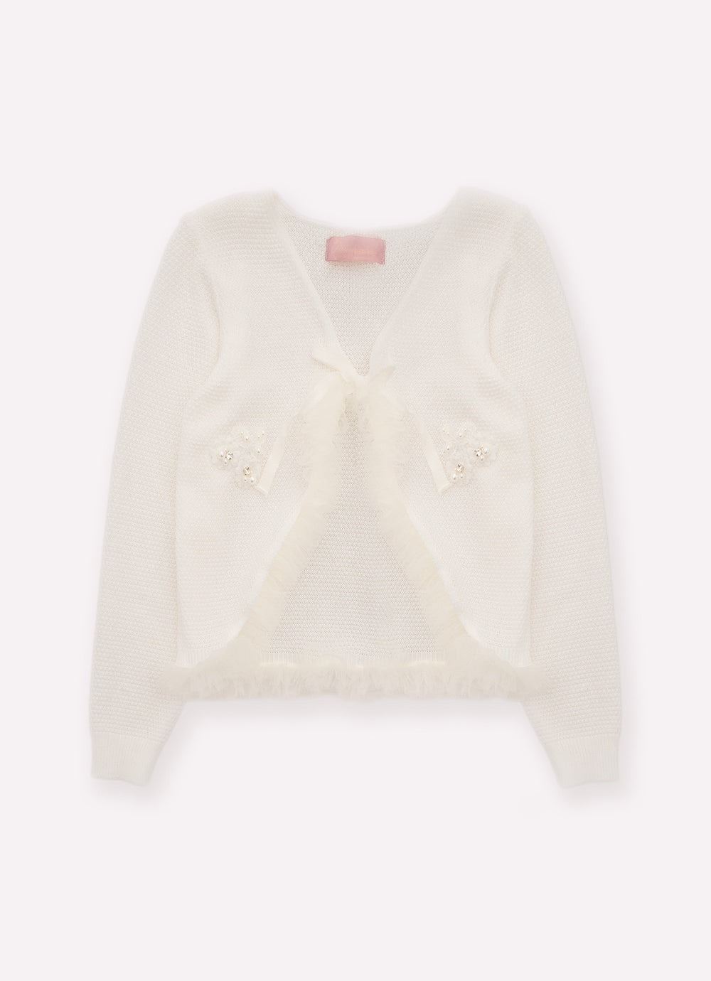 Casaco Tricot Babado Tule Guipir Bordado Couture