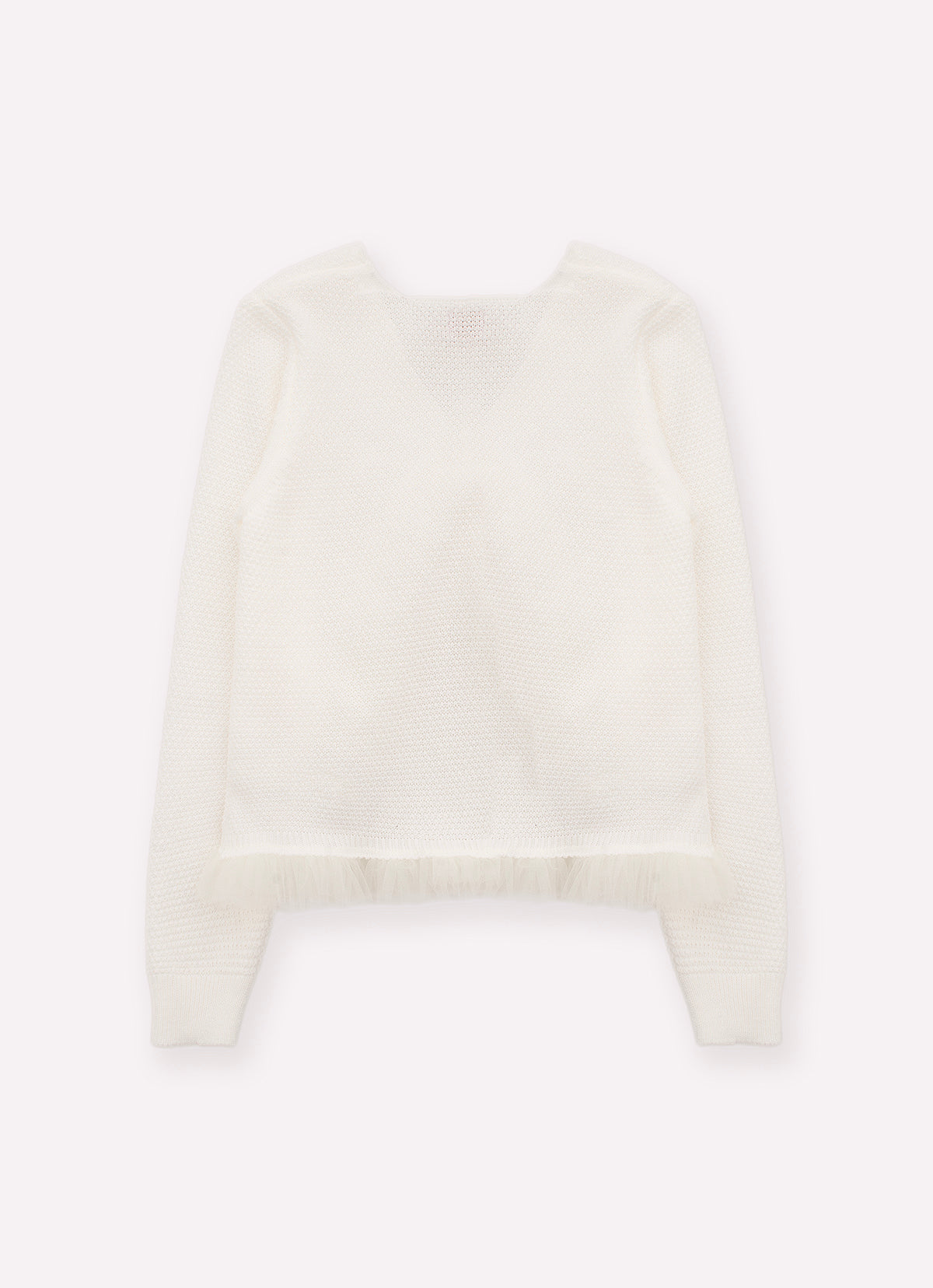 Casaco Tricot Babado Tule Guipir Bordado Couture