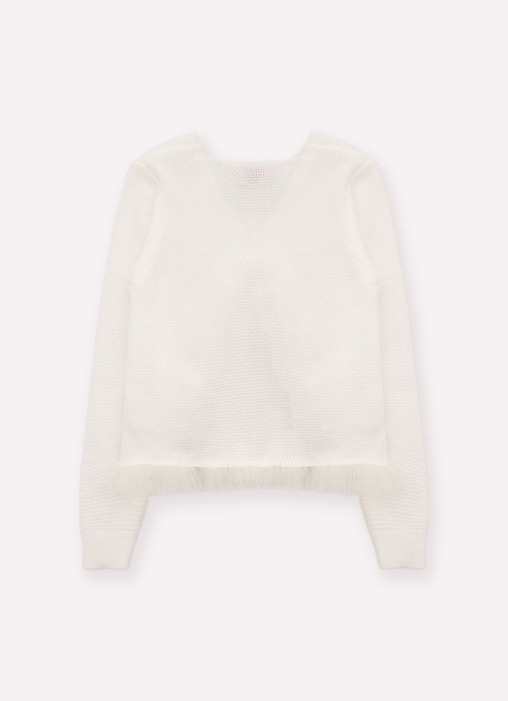 Casaco Tricot Babado Tule Guipir Bordado Couture