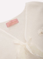 Casaco Tricot Babado Tule Guipir Bordado Couture