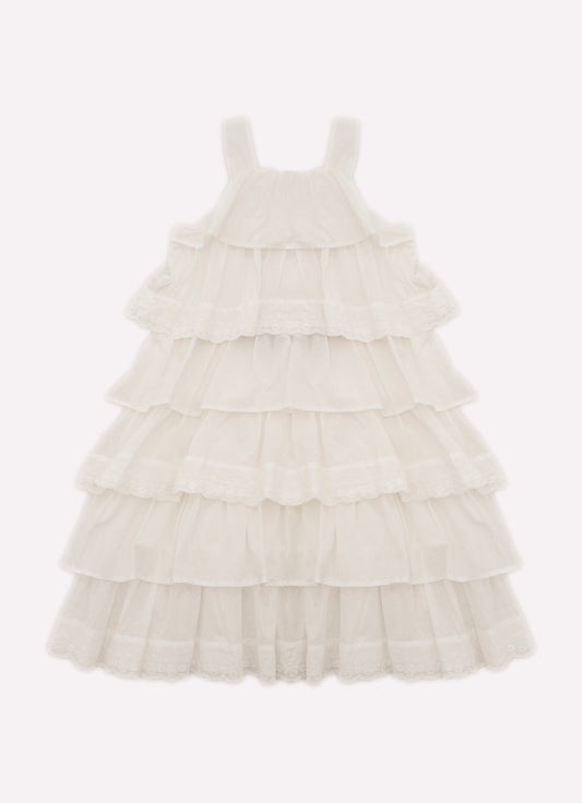Vestido Algodão Babados Broderi Guipir Bordado Couture