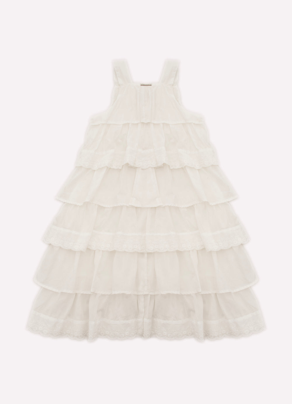 Vestido Algodão Babados Broderi Guipir Bordado Couture