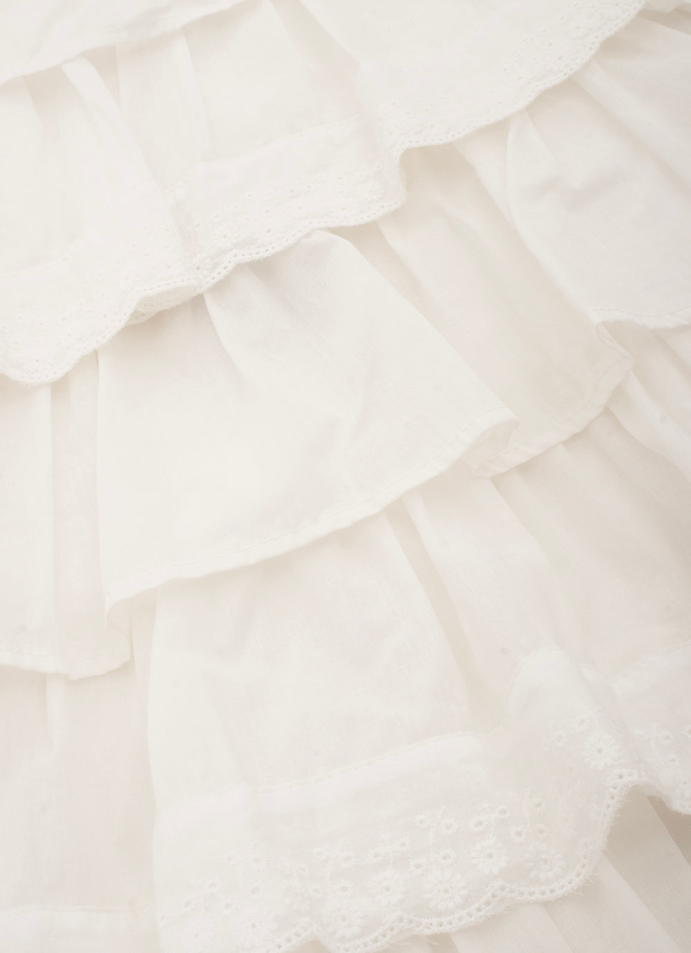 Vestido Algodão Babados Broderi Guipir Bordado Couture