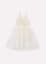 Vestido Alça Maxi Flores Tule Bordado Couture