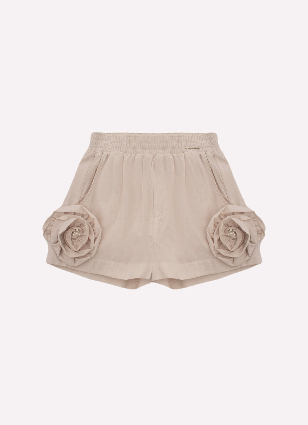 Short Algodão Maxi Flores Lateral Bordados Couture