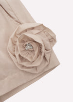 Short Algodão Maxi Flores Lateral Bordados Couture