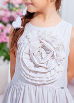 Vestido Algodão Maxi Flor Bordados Couture