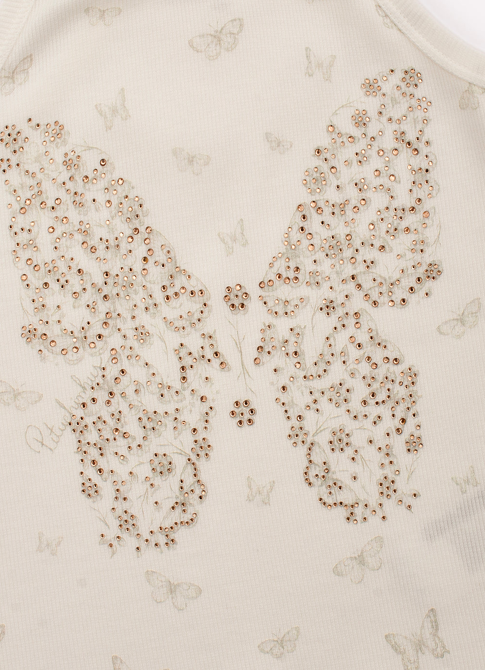 Blusa Alça Ribana Borboleta Cristal Couture