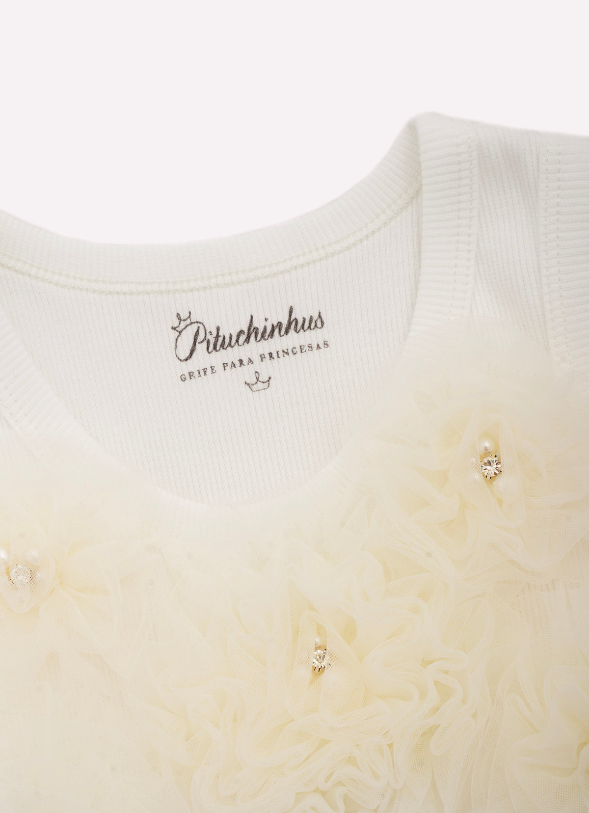 Blusa Cropped Ribana Maxi Flores Tule Bordados Couture