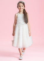 Vestido Alça Babadinhos Tule Bordado Com Cinto Couture