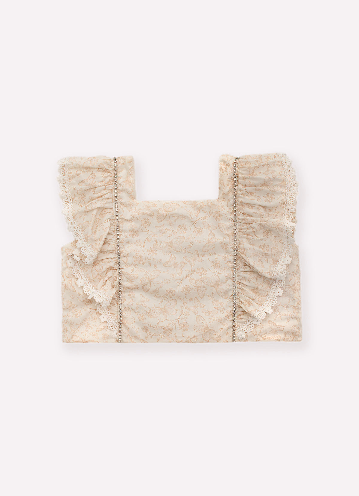 Blusa Cropped Algodão Borboletas Cristal Couture