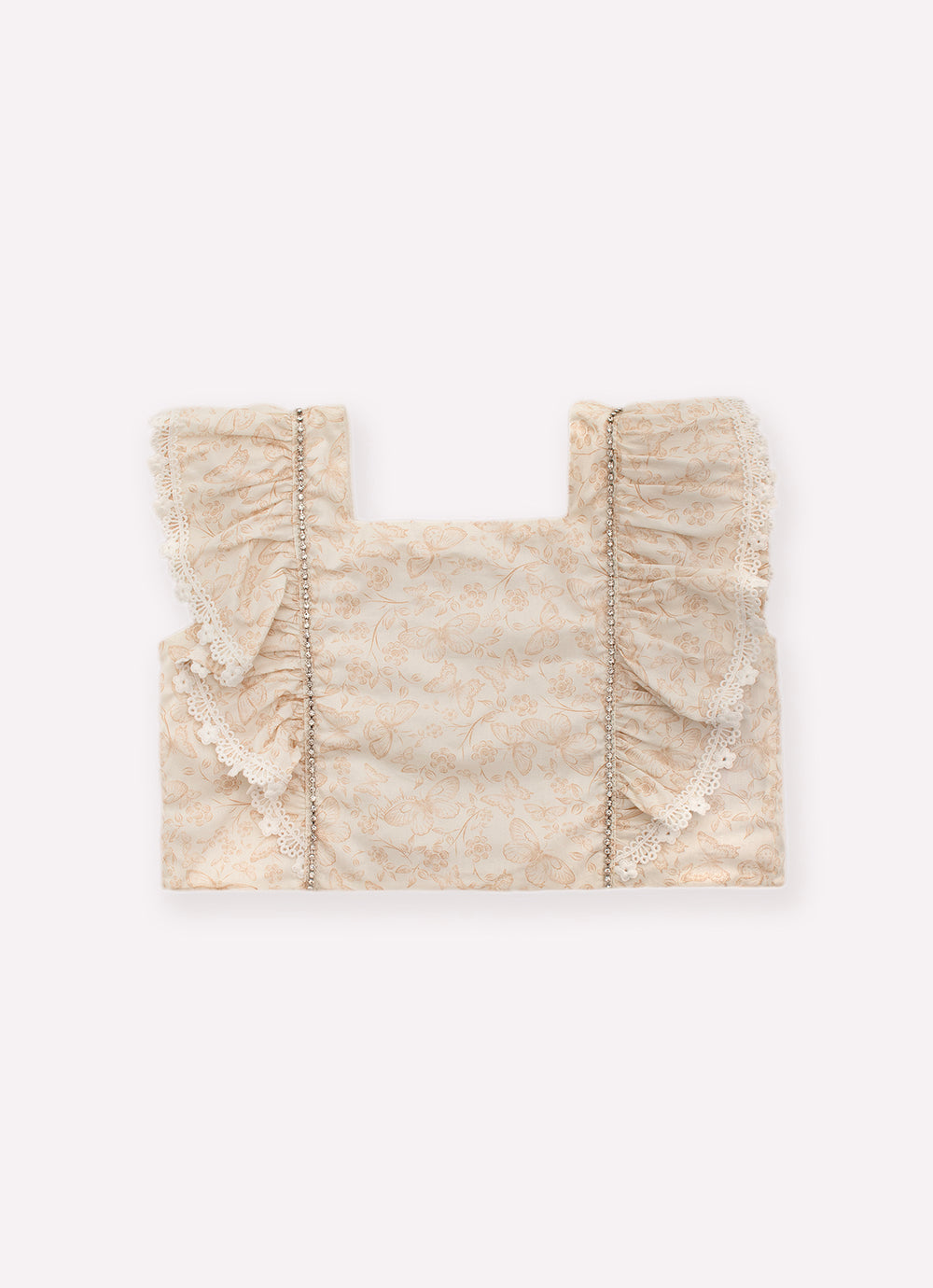 Blusa Cropped Algodão Borboletas Cristal Couture