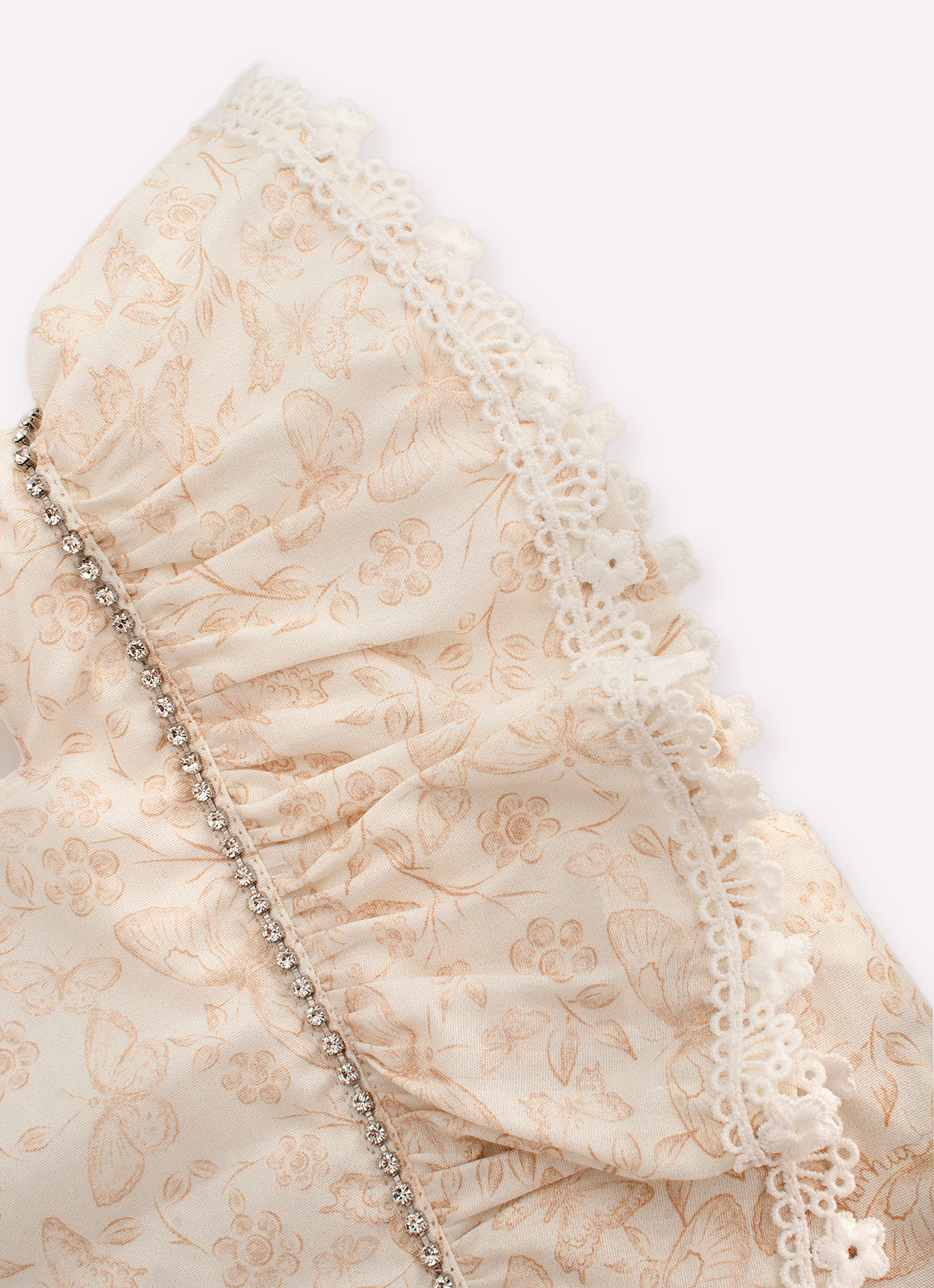 Blusa Cropped Algodão Borboletas Cristal Couture