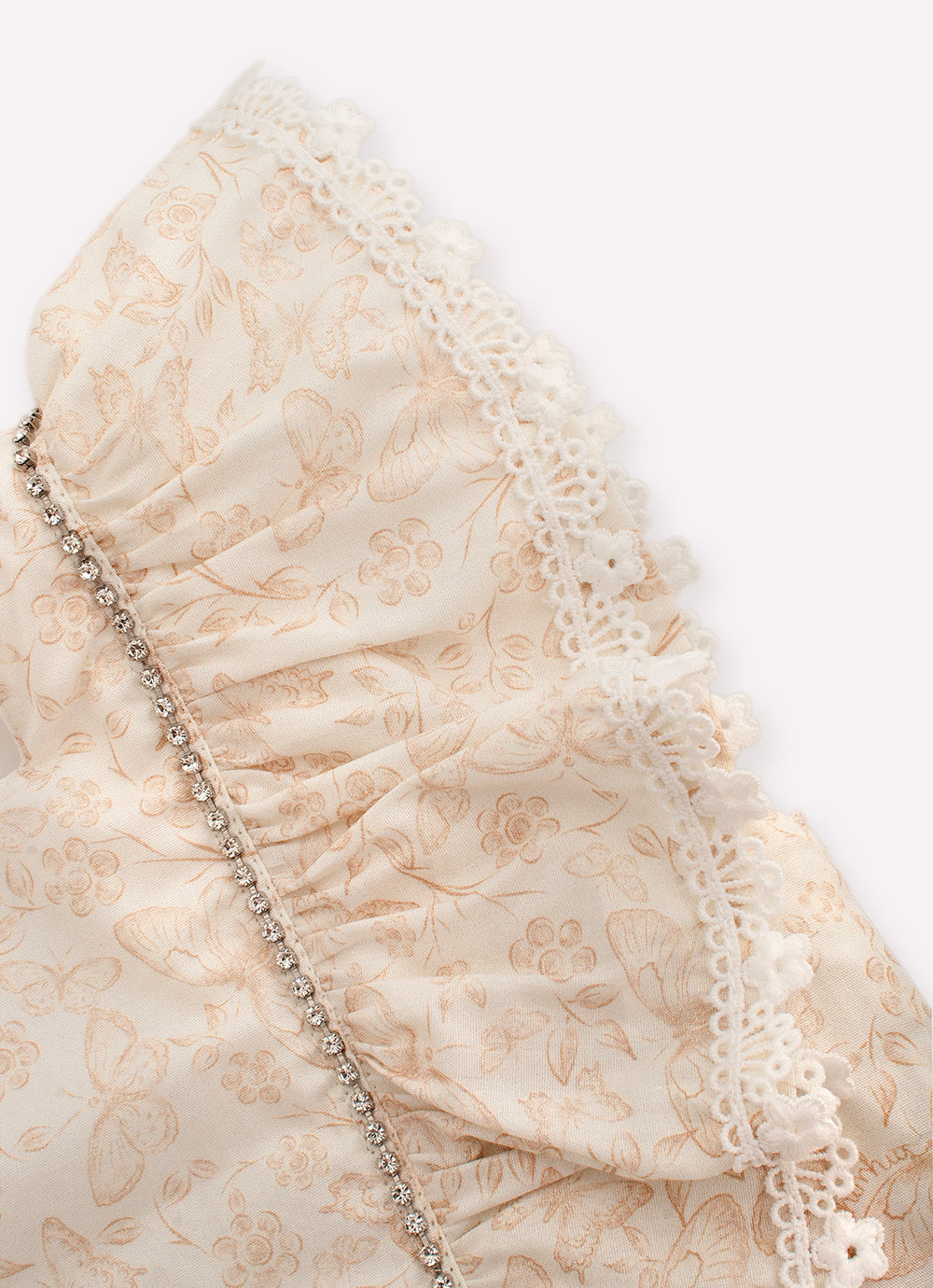Blusa Cropped Algodão Borboletas Cristal Couture