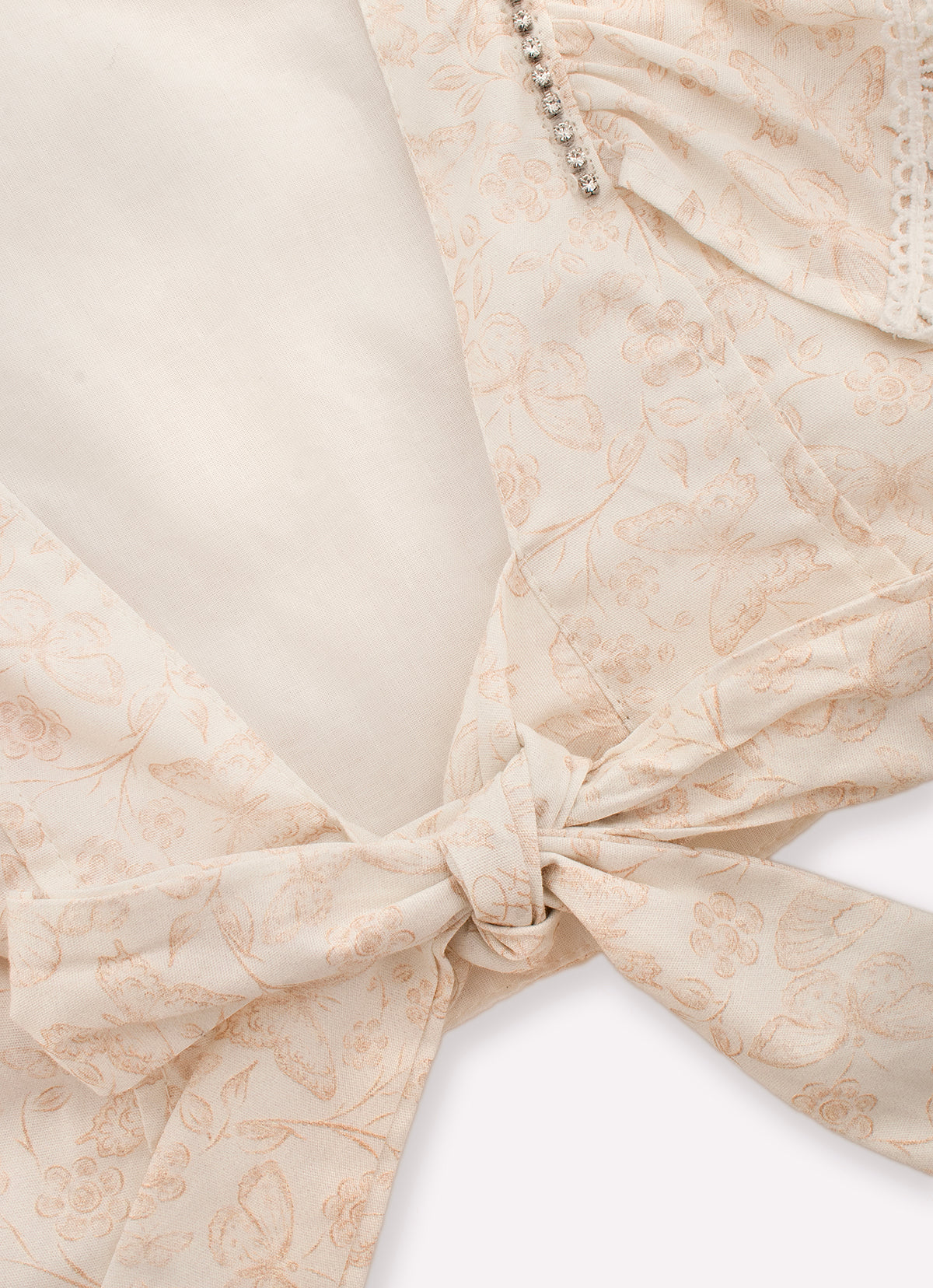 Blusa Cropped Algodão Borboletas Cristal Couture