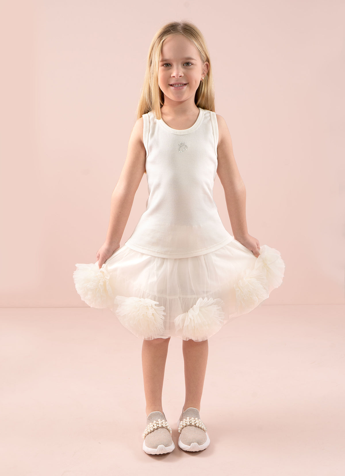 Saia Short Flores Tule Barra