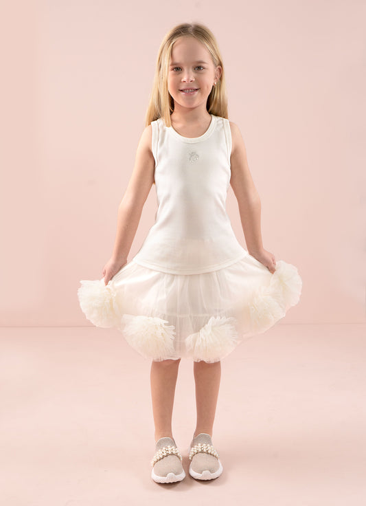 Saia Short Flores Tule Barra