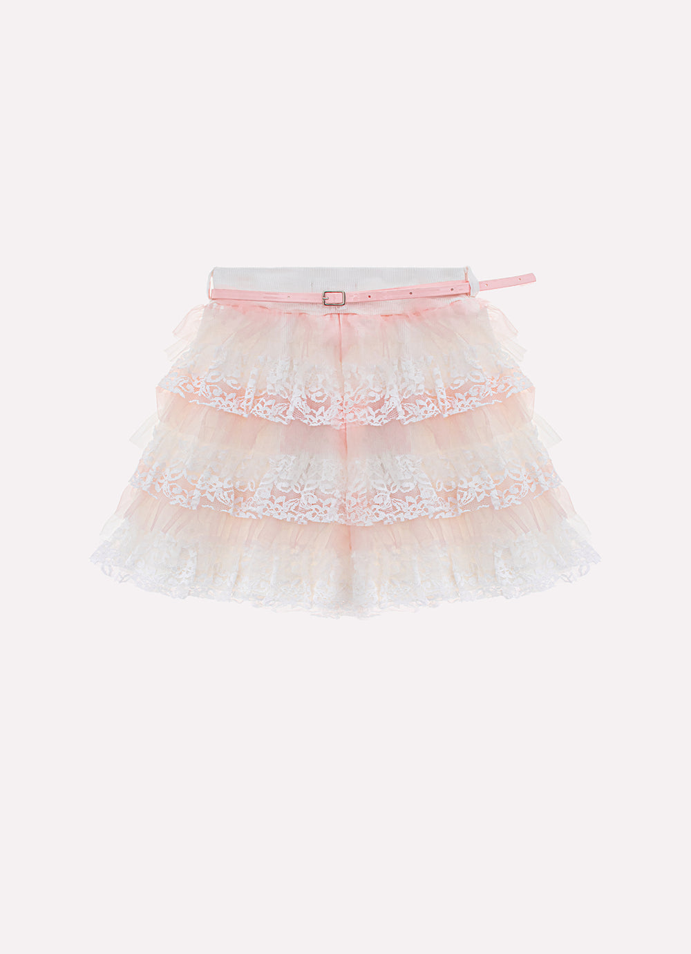 Saia Short Babadinhos Tule e Renda Com Cinto Couture