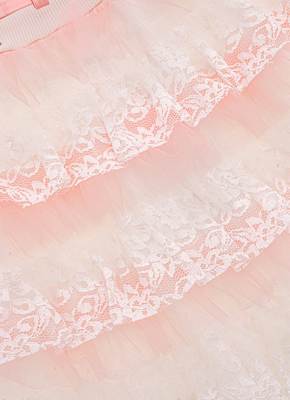 Saia Short Babadinhos Tule e Renda Com Cinto Couture