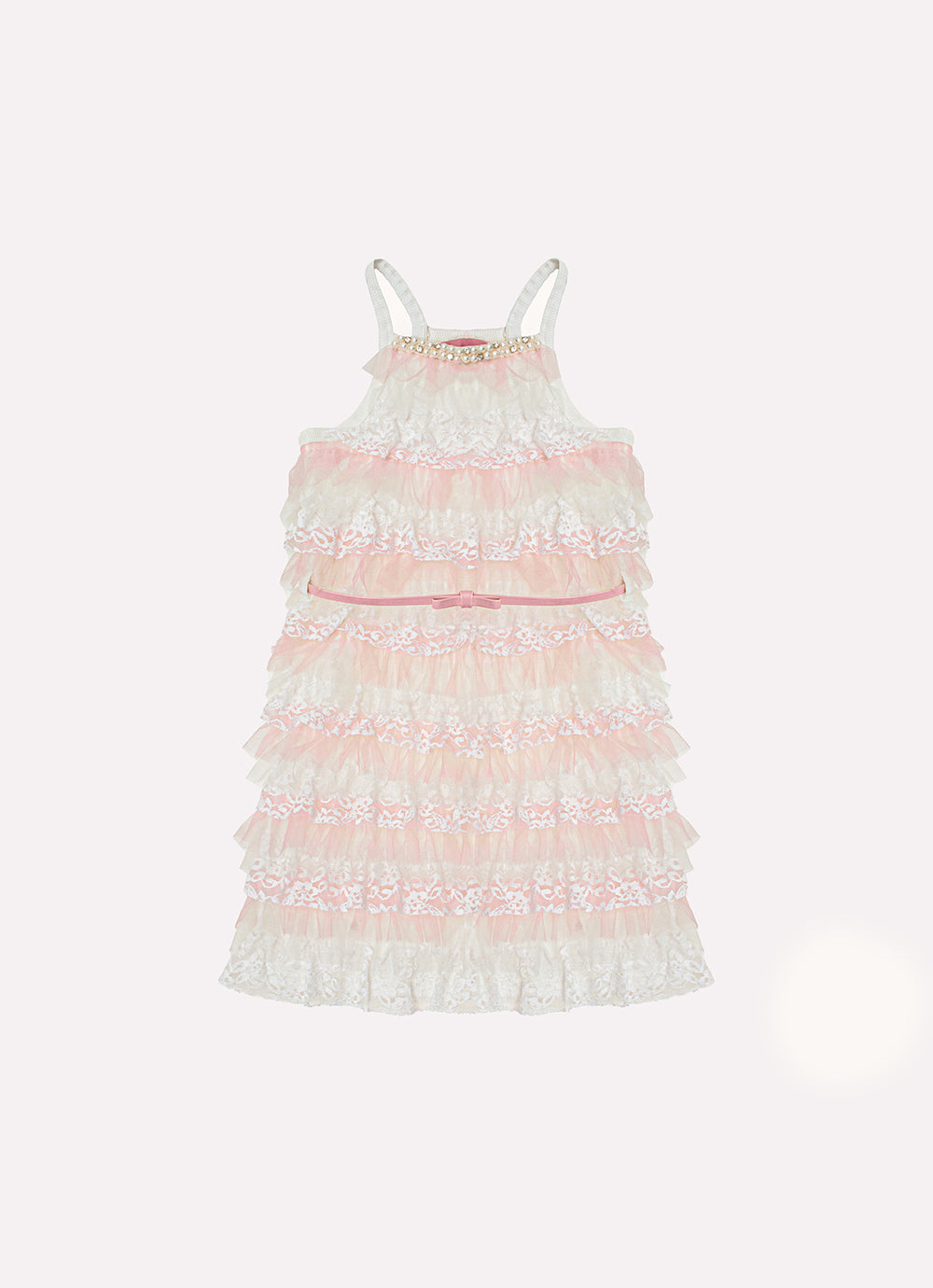 Vestido Ribana Babados Tule e Renda Bordados Couture