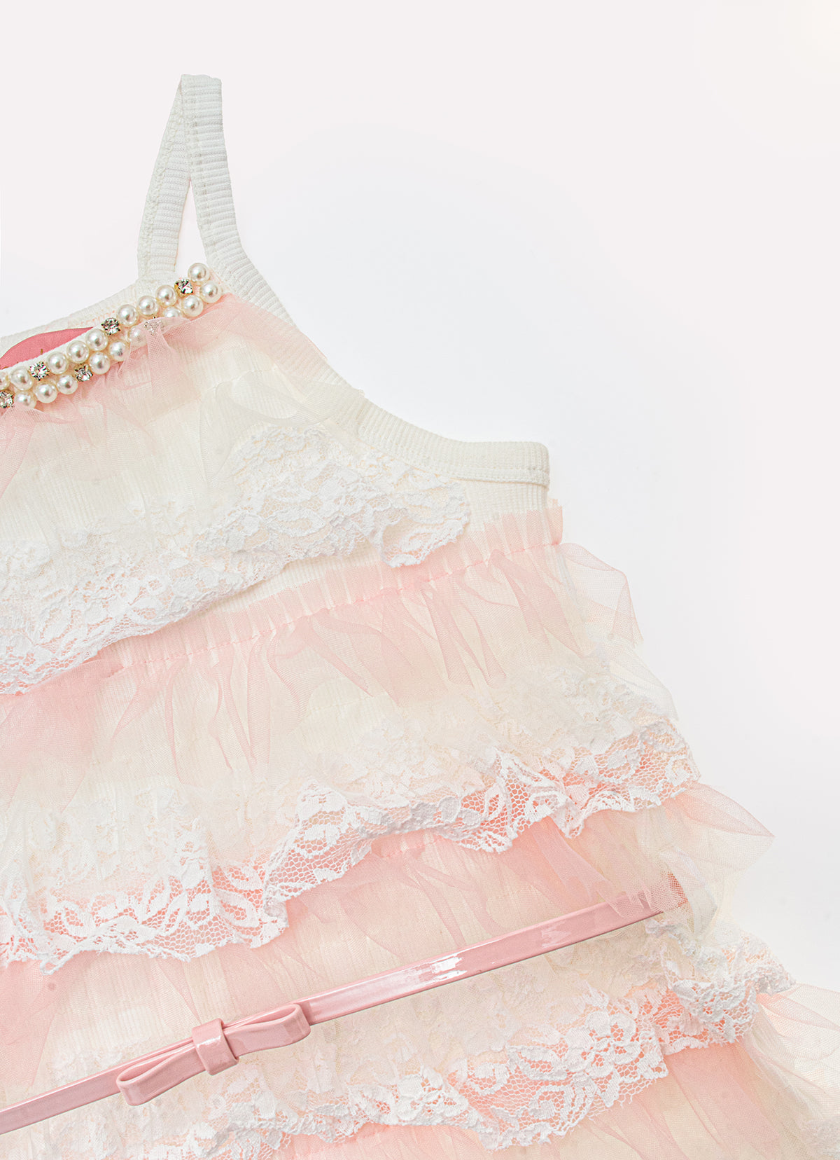 Vestido Ribana Babados Tule e Renda Bordados Couture
