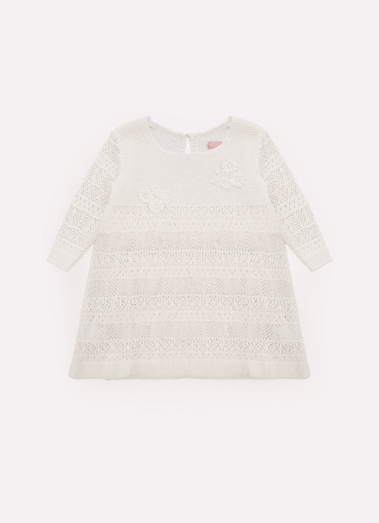 Vestido Tricot Rendado Babados Tule Gripir