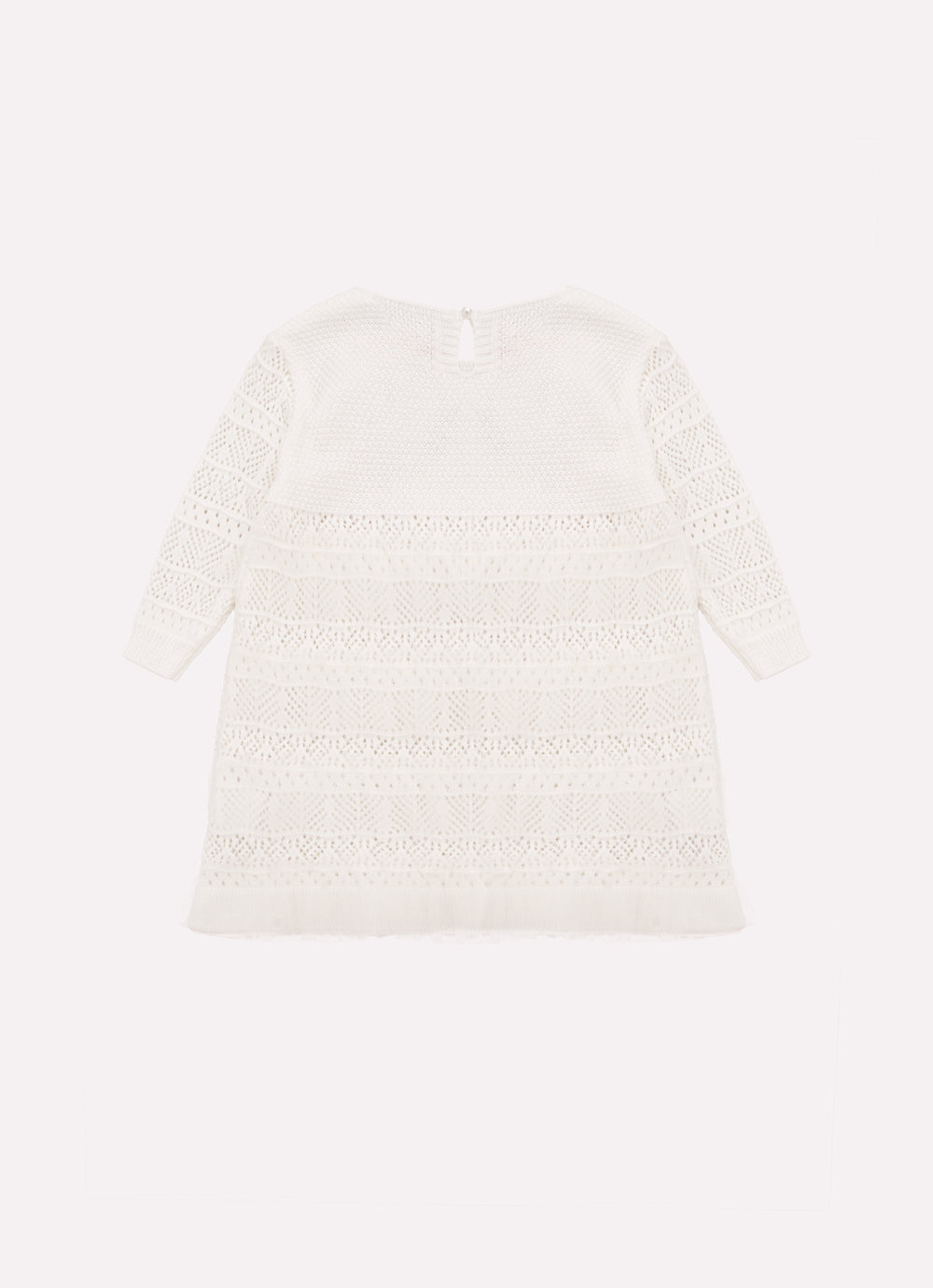 Vestido Tricot Rendado Babados Tule Gripir